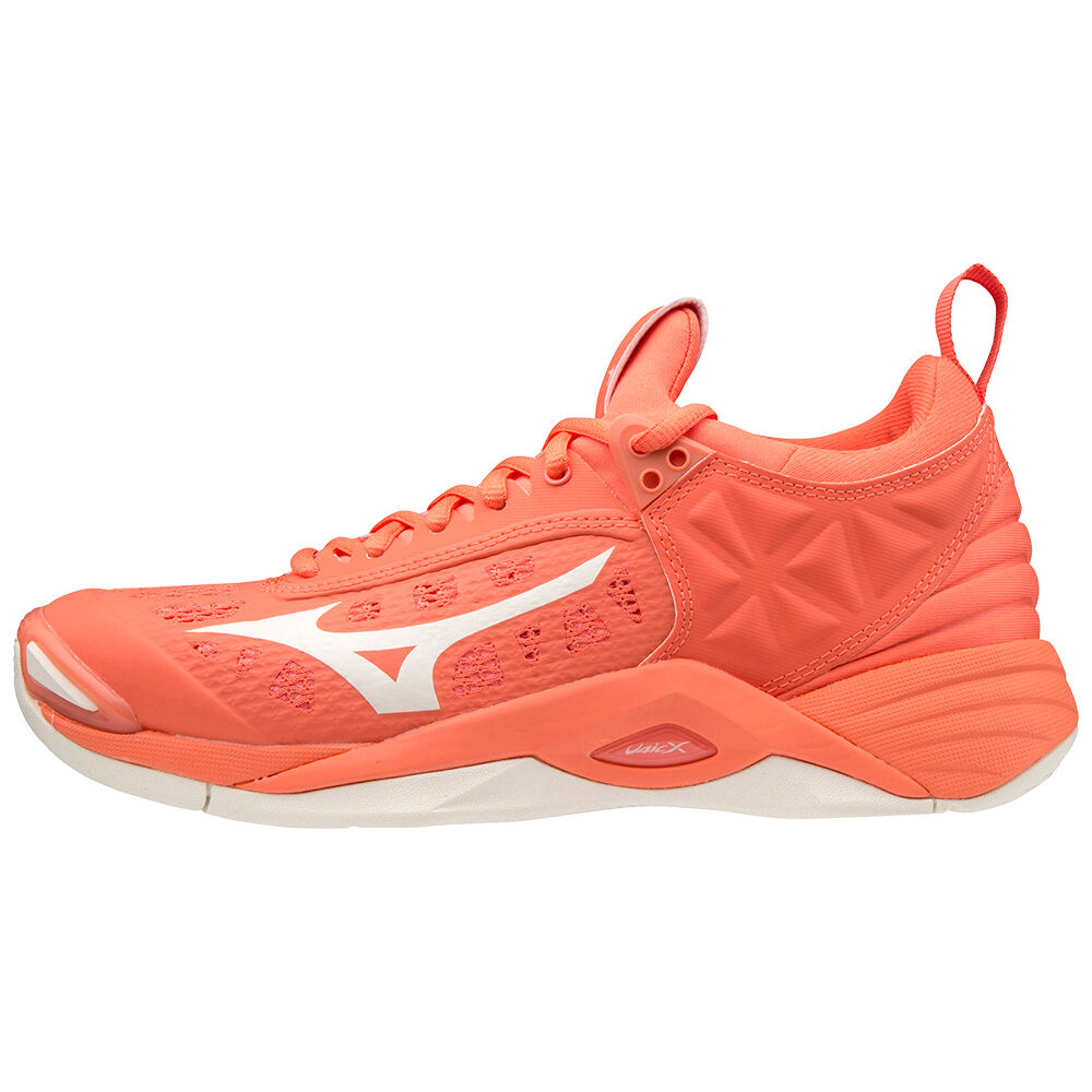 Zapatillas Voleibol Mizuno Wave Momentum Mujer Coral/Blancas Baratas FIKW-42065